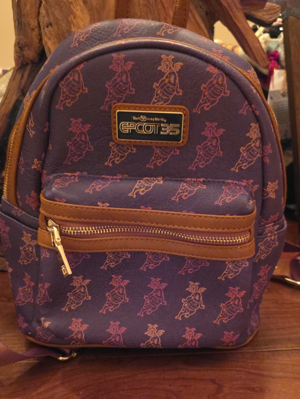 Disney Parks Epcot 35th Anniversary Figment Loungefly Backpack Bag